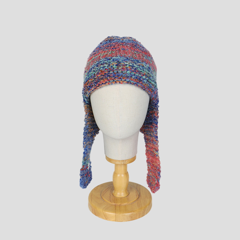 Mixed Color Wool Knitted Ear Protection Hat 3