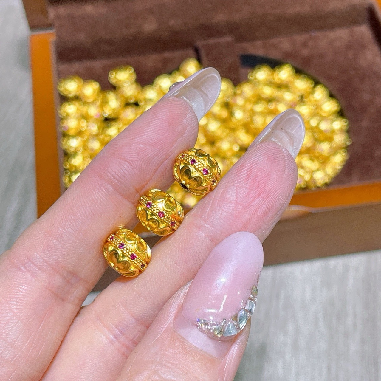 Seiko Sand Gold Inlaid Diamond Passepartout Accessories Handmade DIY Bracelet Necklace Spacer Beads Fashion Accessories