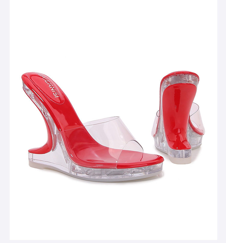 Giày sandal cao gót nữ trong suốt pha lê hở mũi gót nhọn — bạc, màu đỏ, trắng, đen chi tiết 32