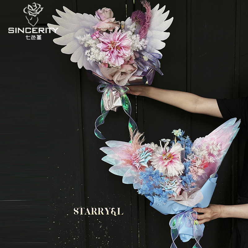 Qisejin nuevos productos flores, pájaros y cielo sfonía papel de modelado embalaje de flores floristería floristería material floral coreano