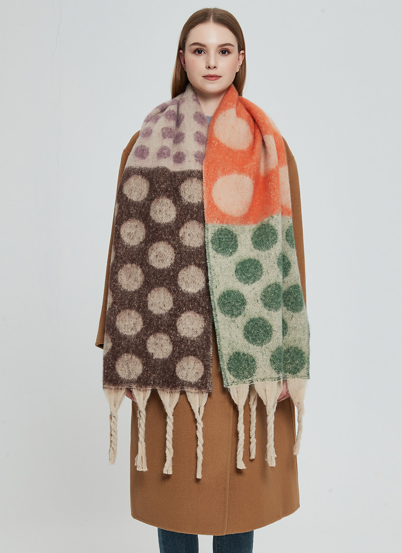 Color Block Pattern Winter, Autumn Season Women's Elegant Color Block Polyester Scarf