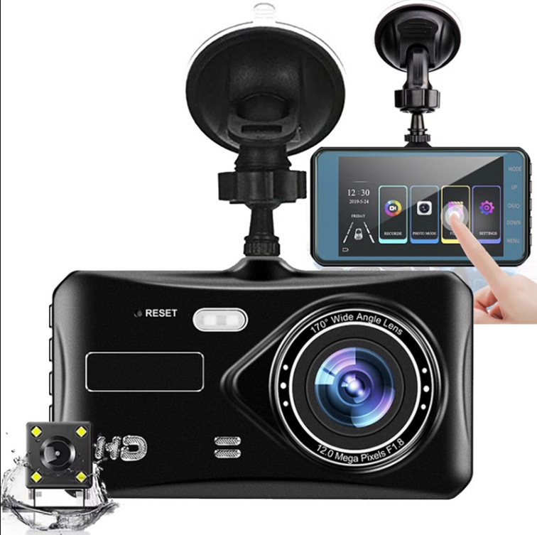 X10 ドライブレコーダー 4inch タッチスクリーン 1080p HD 車フロントとリアデュアル録画カメラ反転画像クロスボーダーミラー|undefined