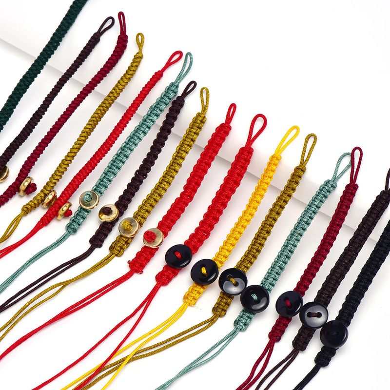 DIY72 line diamond key chain rope semi-finished live buckle copper gourd five emperor money key chain rope