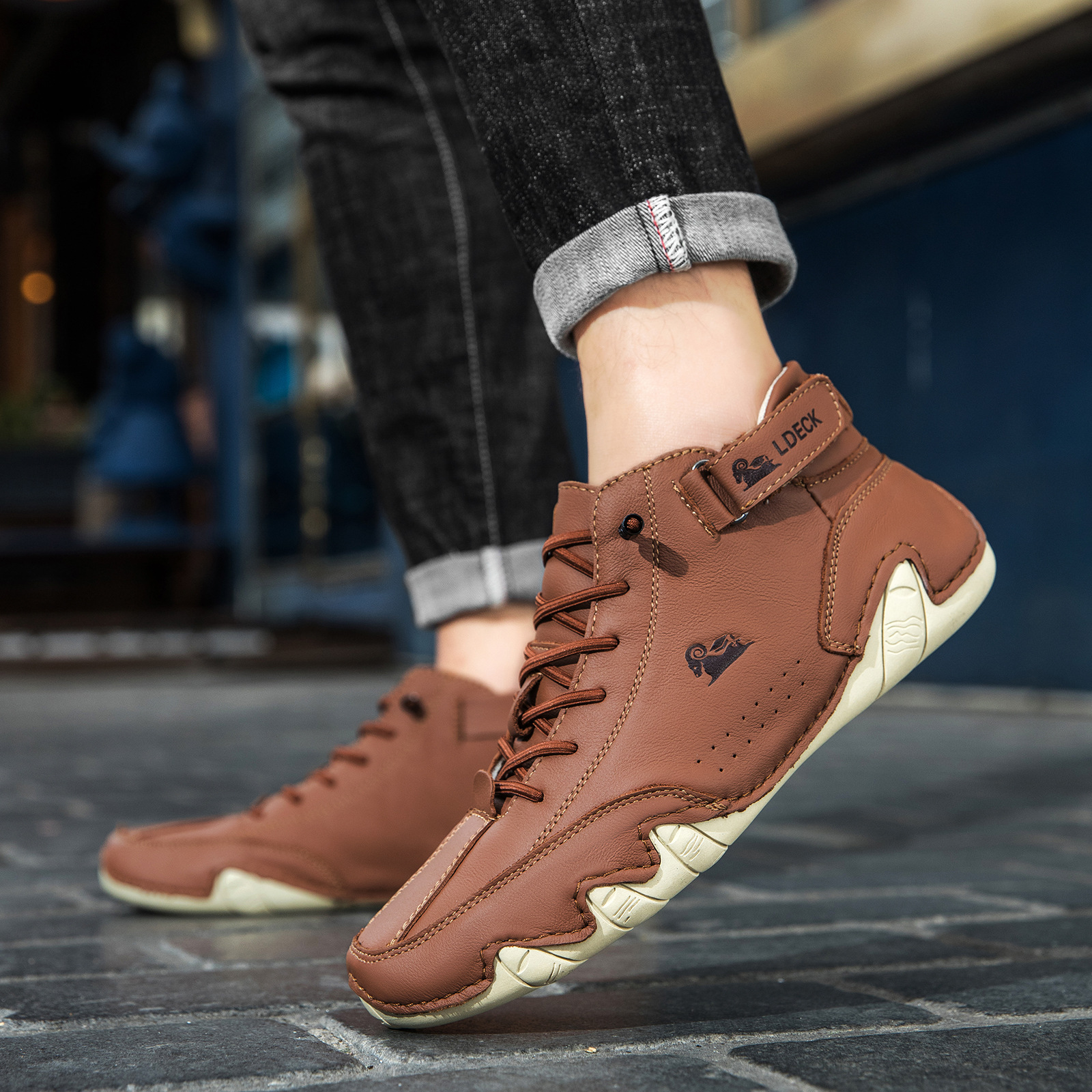 跨境爆款头层牛皮高帮马丁靴棉鞋八爪鱼秋冬季加绒男女鞋户外短靴