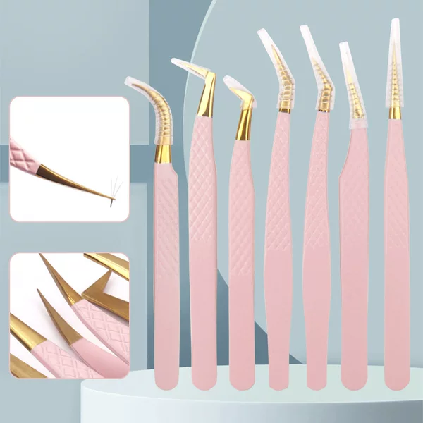 Wholesale Grafting Eyelash Tweezers Light Powder Mesh Tweezers Stainless Steel Eyelash Tweezers Eyelash Auxiliary Beauty Tools