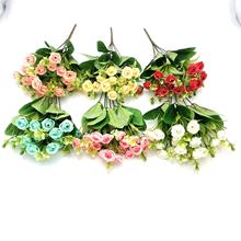 跨境仿真花欧式客厅装饰21头甜香小玫瑰人造假花 客厅摆设