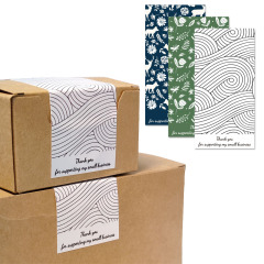 跨境批發綠葉長方形貼紙禮盒密封貼不乾膠銅版紙標籤包裝用品