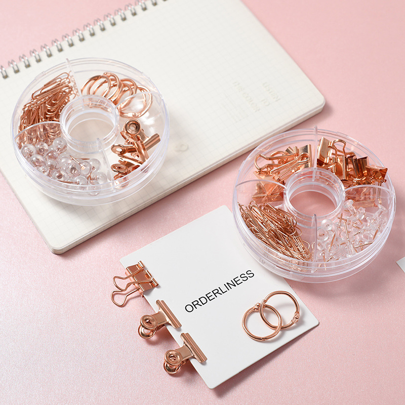 Lidemei ins estilo chapado en oro rosa chincheta larga cola clip de papel multifuncional oficina creativa combinación traje