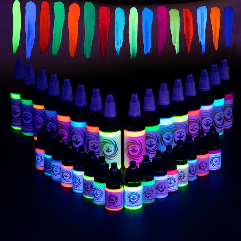 Tuffking Cross-Border 16 Colors 15ml Fluorescent Color Material 5ml Tattoo Ink Rainbow Uv Ink Tattoo Dye