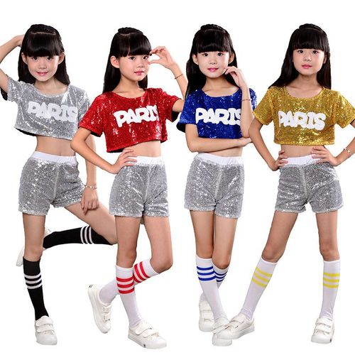Children's Jazz Dance outfits glitter Sequin Cheerleading party Team Hip Hop Performance Clothing boys girls Street Dance Modern Dance Clothing