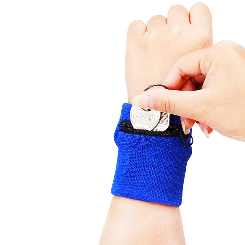Fitness wristband, breathable key coin armband, pressurized protective gear, cotton sweat-absorbent zipper wallet wristband