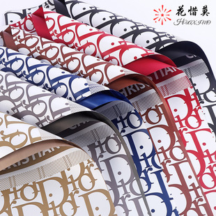 Wholesale Big Brand Paper Thickened English Letter Wrap Flower Paper Waterproof Double-sided Paper Small Chanel Flower Paper Gift Bag