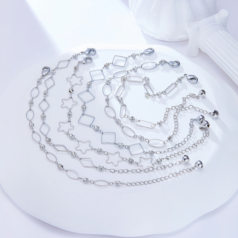 Factory Direct Sales Wholesale Rhombus Oval Star Simple Personalized Style Versatile Retro Geometric Hollow Bracelet for Men and Women