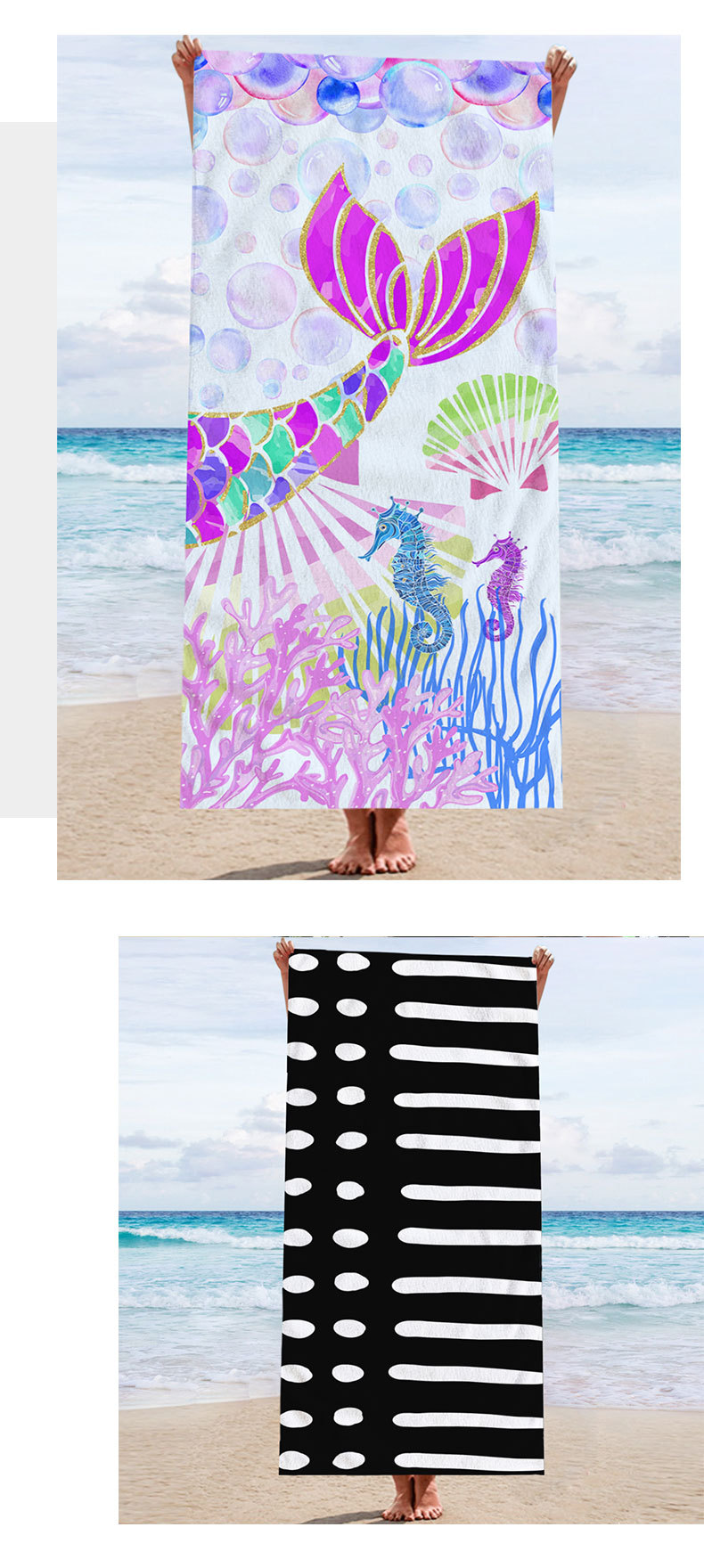 Retro Letter Stripe Flower Beach Towels display picture 3