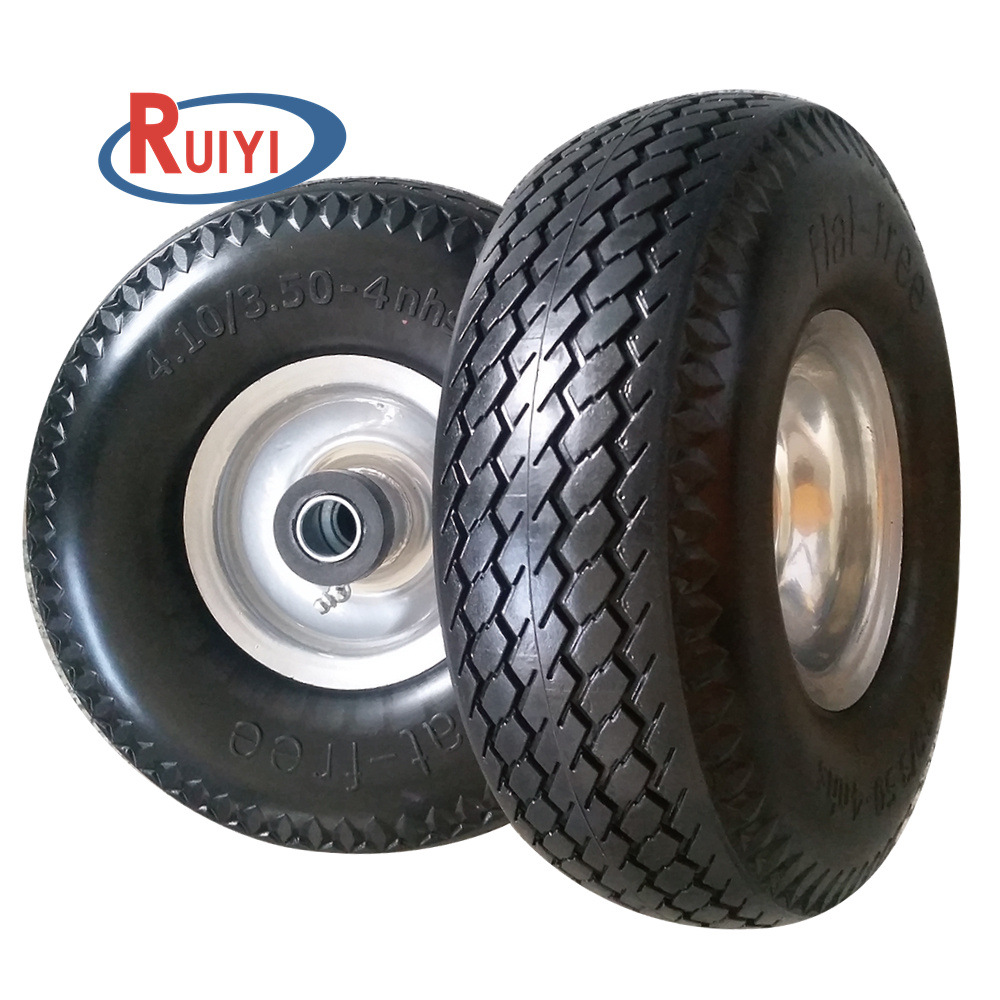 10寸pu轮3.50-4实心轮 割草机水管车工具车pu聚氨酯发泡轮子