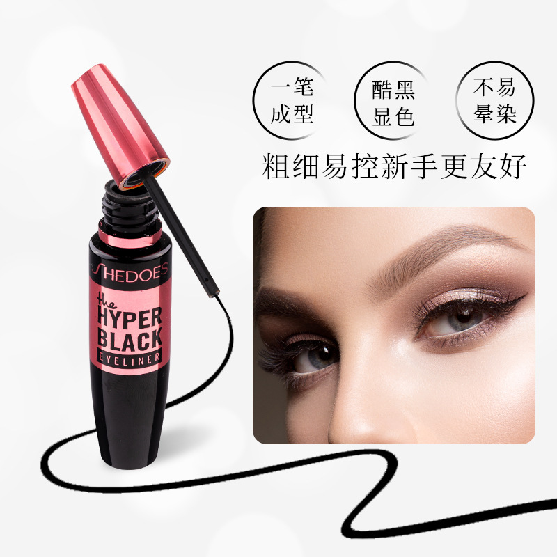 Shedoes Comercio exterior transfronterizo impermeable no manchado sedoso suave 12H maquillaje muy fino cabeza de la pluma delineador de ojos de secado rápido