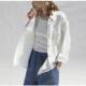 light blue Pure Linen Shirt Women's Loose Sunscreen Linen Top Cardigan 2025 Spring and Summer Long Sleeve Shirt Holiday Style