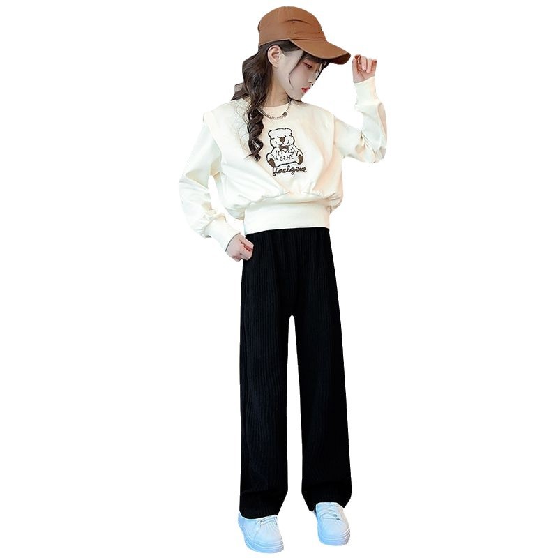 Traje de otoño para niñas 2024 nuevo estilo estilo occidental suéter casual niños grandes primavera y otoño moda de dos piezas para niños