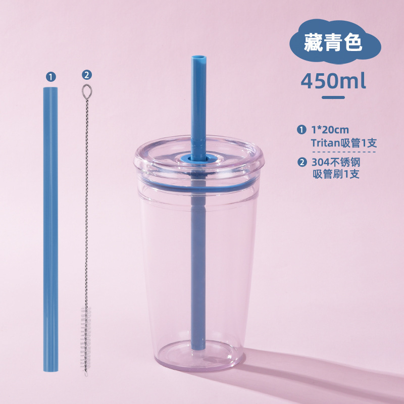 2025 新しいクロスボーダー 450 ミリリットル単層 Tritan ストローカップミルクティーカップコーヒーカップマルチカラーキャンディストローカップ|undefined