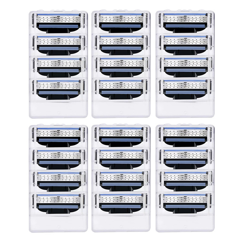 in stock wholesale blue three-layer razor blade men's manual razor blade manual razor 3-layer factory straight