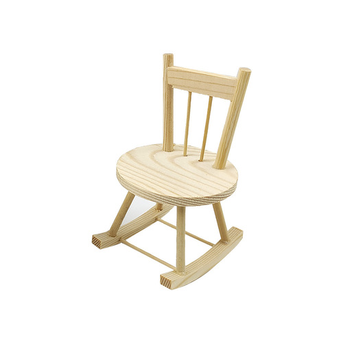 Mini Chair Finished DIY Small Rocking Chair Decor Wood Small Square Chair Children's Handicraft White Unfinished Painted Handicraft Teaching Aid