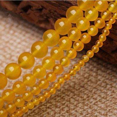 天然黄玛瑙散珠半成品 DIY手工串珠手链项链水晶男女饰品配件