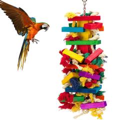 Parrot toys, bird cages, bird supplies, large colorful bird toys, cotton rope and wooden blocks to chew on, parrot chewing toys