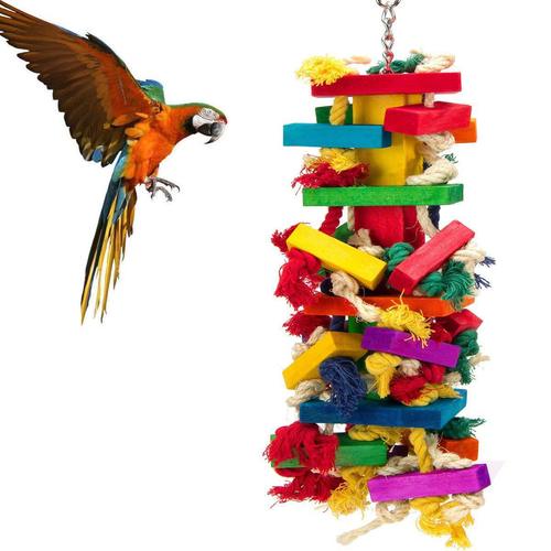 Parrot toys, bird cages, bird supplies, large colorful bird toys, cotton rope and wooden blocks to chew on, parrot chewing toys