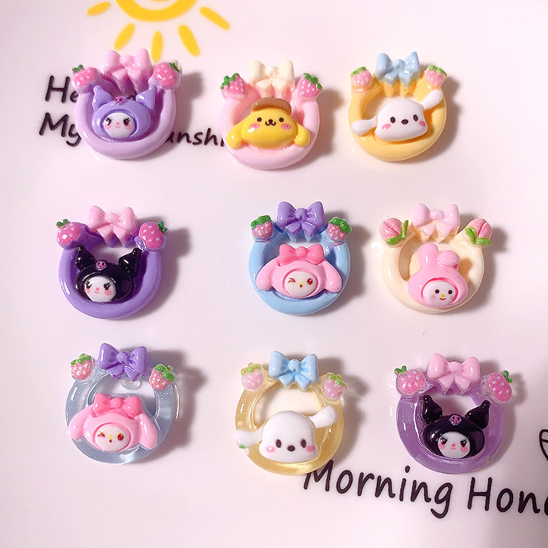 Cestas de flores de fruta de dibujos animados Sanrio accesorios de resina diy caja de teléfono móvil agujero de botón de zapato taza de agua material hecho a mano