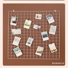 白色铁丝网格网片铁网超市货架铁艺格子网幼儿园照片墙展示置物架