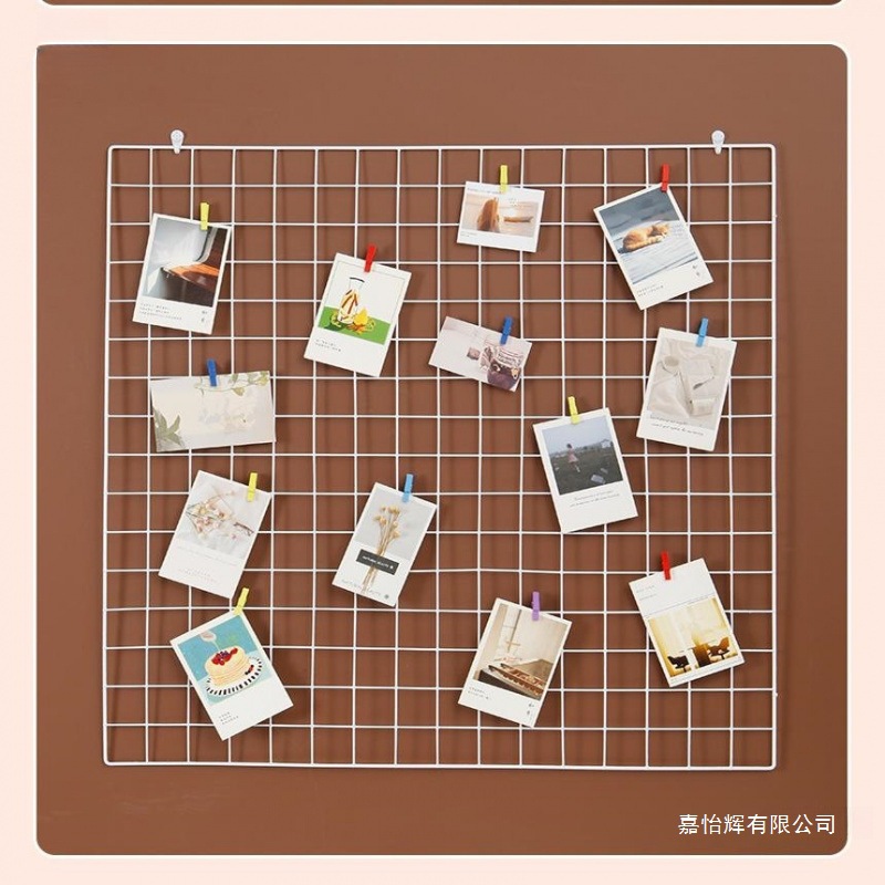 白色铁丝网格网片铁网超市货架铁艺格子网幼儿园照片墙展示置物架