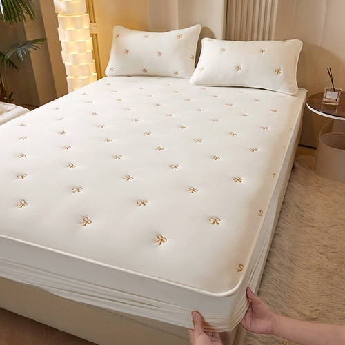A-class soybean embroidery quilt cover with integrated cotton padding, 100% cotton washable cotton quilt cover, bed sheet set, memory foam mattress protector