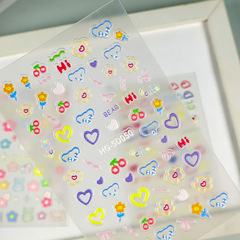 かわいい子供のような表現ネイルアートステッカー 5D レリーフ立体落書きウサギ diy パターンネイルステッカーアクセサリー HG スタイル