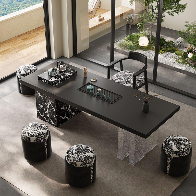 Italian-style rock slab tea table and chair set for office and home use, acrylic, light luxury, high-end feel, suitable for small apartments and balconies