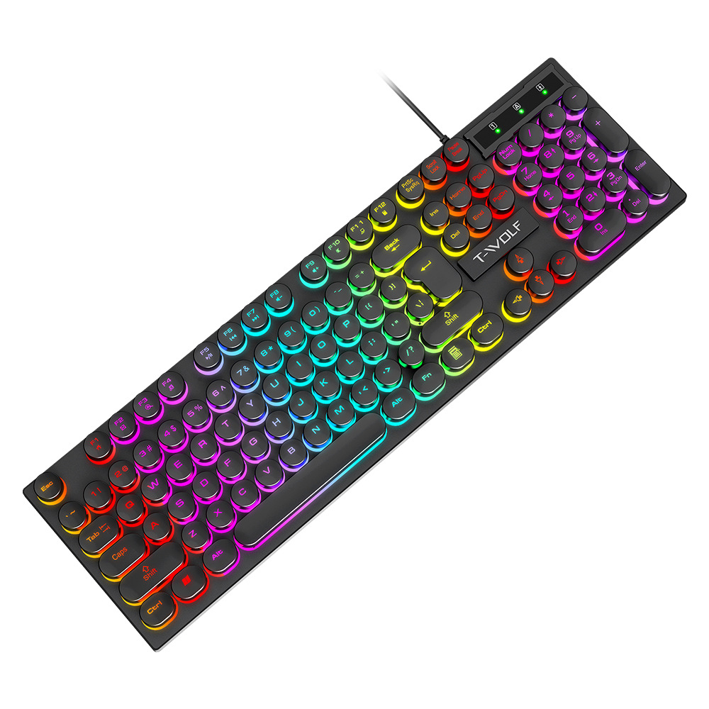 Set tastiera e mouse Thunderwolf TF270 con sensazione meccanica, cablato, silenzioso, per computer, laptop, gaming, e-sport e desktop._voghion.com