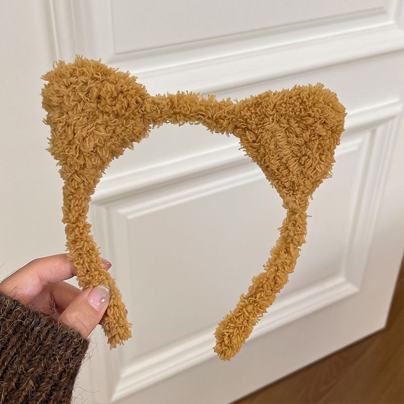 Maillard Style Plush Cat Ear Headband for Women Autumn and Winter Face Wash and Hair Press Headband Cute Kidsren's Hairpin Popular Headwear