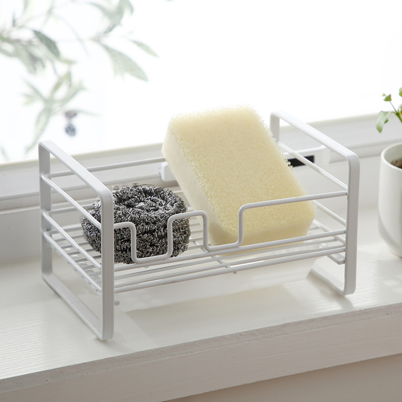 Cross-border Large Sponge Storage Rack Iron Sponge Draining Rack Steel Wool Soap Sink Draining Rack Kitchen Storage