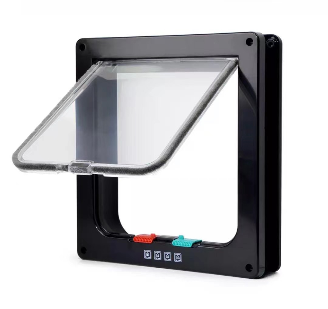 Puerta para mascotas, puerta para gatos en stock, puerta para perros de dos vías de entrada y salida, agujero de puerta, ventana con malla, placa de acrílico, perrera para gatos, fabricantes de suministro