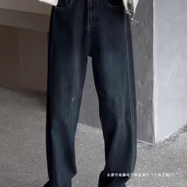 冬季新款男士加绒加厚复古时尚百搭水洗牛仔裤棉感显瘦休闲直筒裤