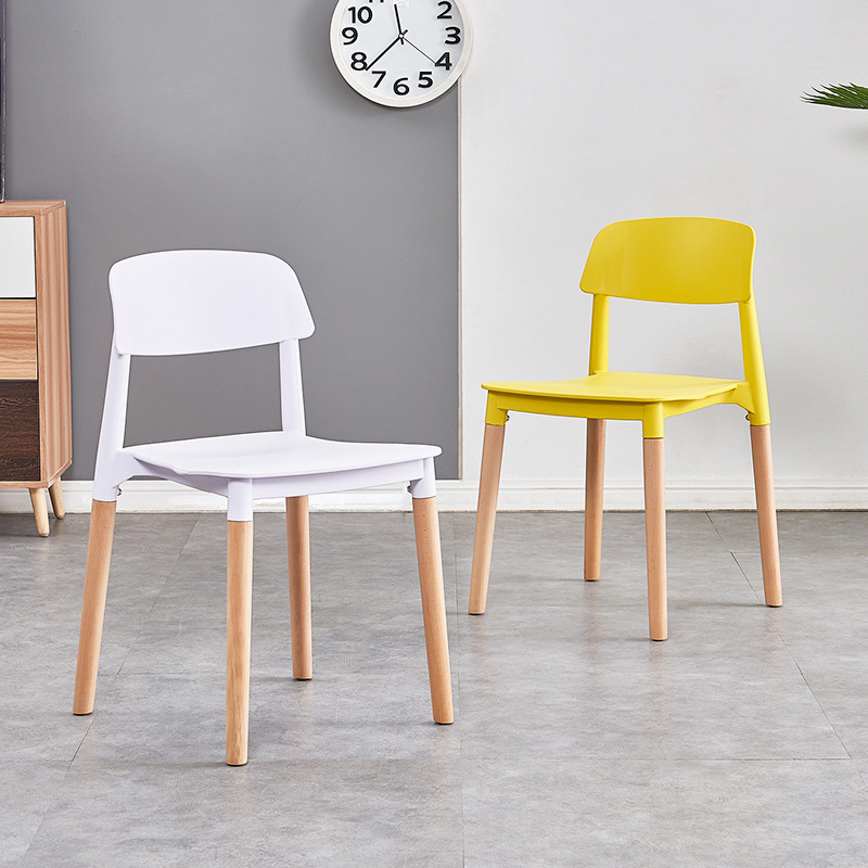 silla de plástico nórdica moderna silla de espera silla de madera maciza silla de respaldo casera para adultos silla de madera maciza