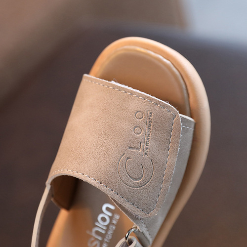  Summer Children's Sandals Open Toe Velcro Beach Shoes Soft Sole Casual Trendy Student Shoes for Children and Middle School Children