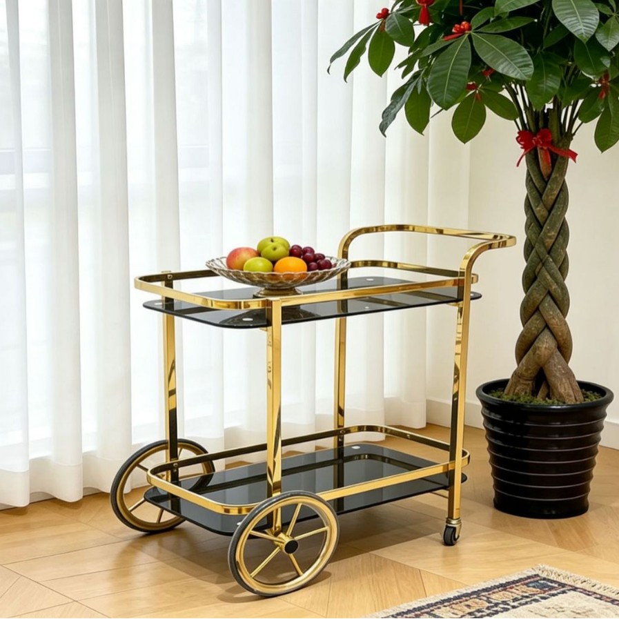 Hotel Snack Cart, Three-Tier Beverage Cart, Tea Cart, Stainless Steel Roast Duck Cart, Mobile Dining Cart, Commercial Restaurant