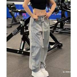春夏新款纯色运动压褶休闲裤男款时尚百搭薄款宽松直筒裤子潮
