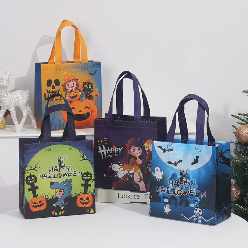 Halloween Gift Bags, Creative Cartoon Non-Woven Pumpkin Small Bags, Clothing Shopping Tote Bags Production