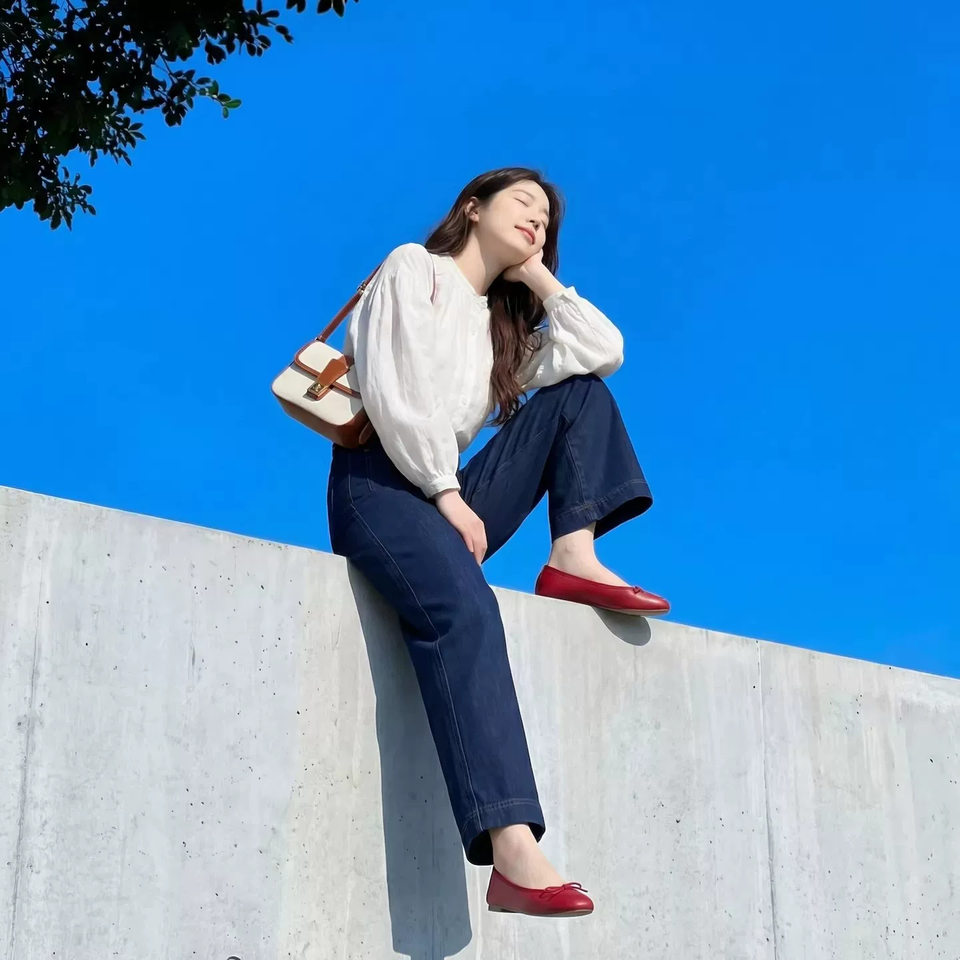 Quần jean nữ ống thẳng lưng cao dáng rộng lửng 9 tấc — Tannin Blue 8 điểm, Tannin Blue 9 điểm chi tiết 13