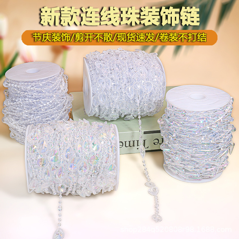 Wedding Connected Beads Crystal Road Guide Decorative Ceiling Bead Chain Door Curtain Curtain Hotel Partition Decoration Production Chain String