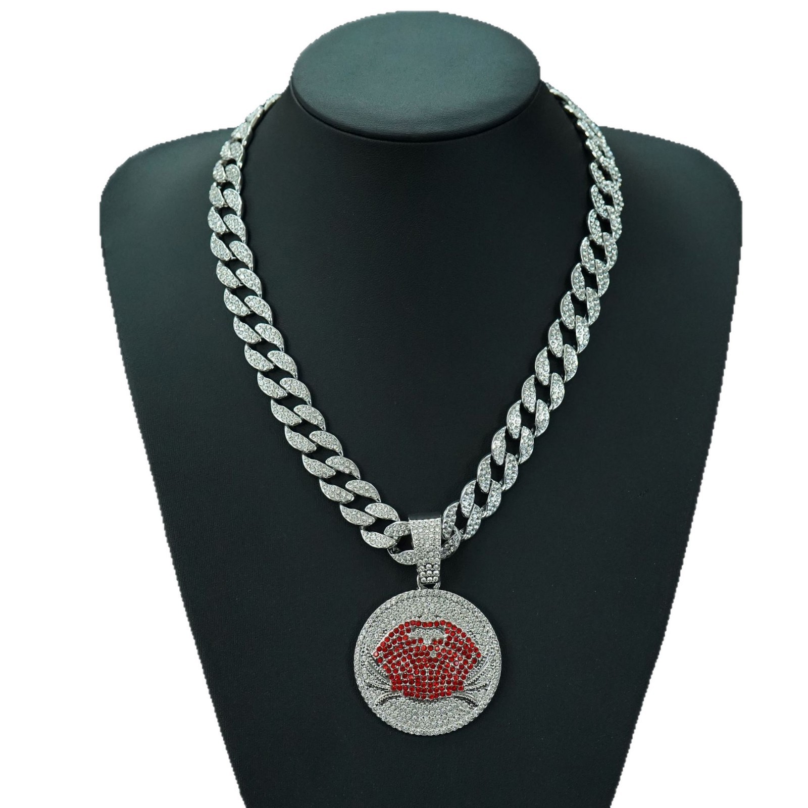 Hip hop transfronterizo nuevo collar de diamantes de aleación redonda collar de cadena de hip hop cubano fabricantes de collares de hombre