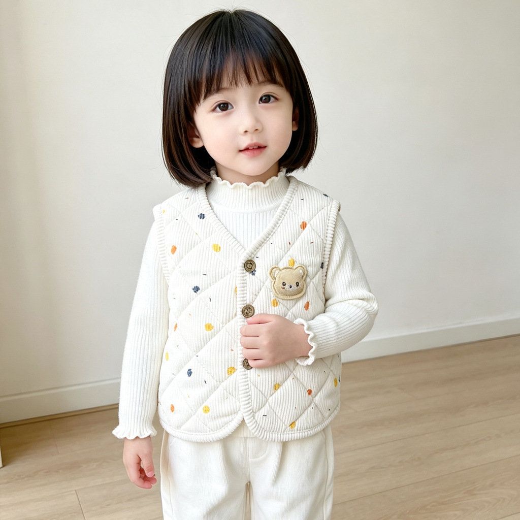 New autumn/winter warm children's vest, boys and girls, inner layer, quilted vest, outer layer, thick cardigan, children's shoulder vest