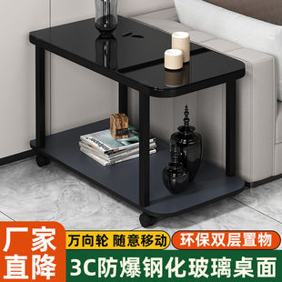 Modern Minimalist Sofa Living Room Side Cabinet Coffee Table Side Small Household Mobile Wheeled Tea Table Storage Rack Corner Table
