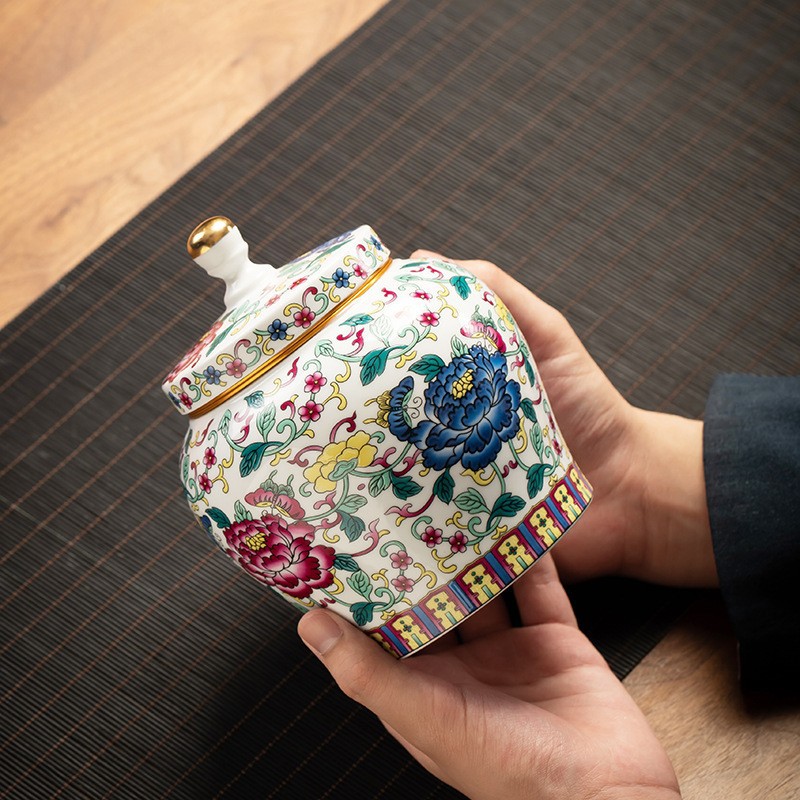 Blue and white ceramic sealed jar general jar tea jar moisture-proof household gift tea box tea packaging jar wholesale